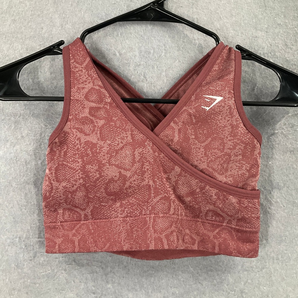 Gymshark Snakeskin Print Criss‎ Cross Back Padded Gym Yoga Sports Bra Sz S